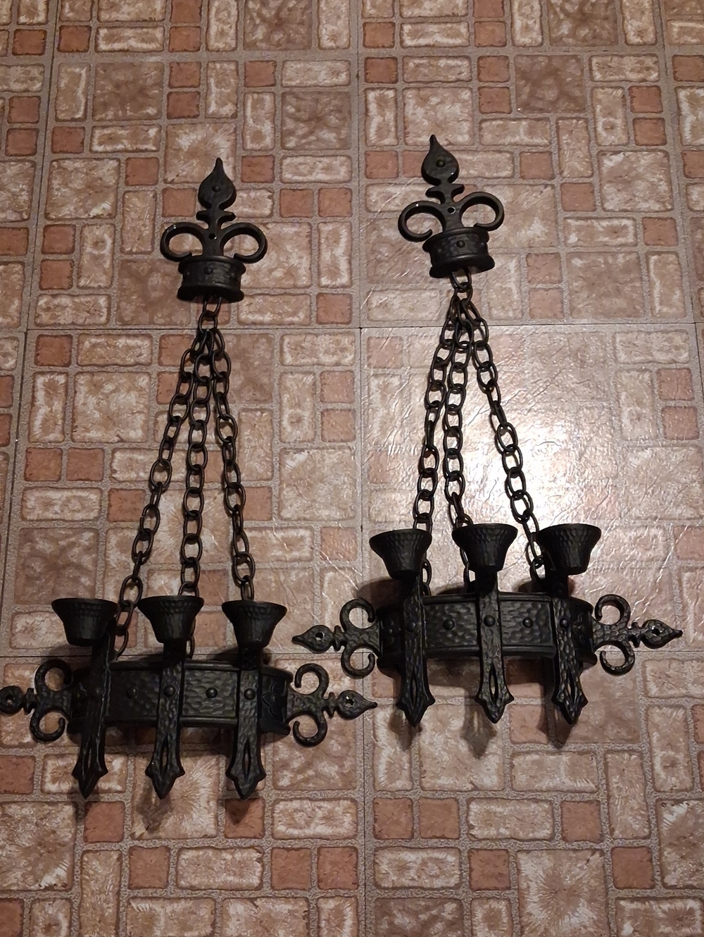 Wrought Iron Wall Sconces -1967 Sexton Wall Candle Holders Pair